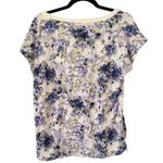 Anthropologie  Purple Floral Short Sleeve Cotton T-Shirt Womens Size Medium Photo 1