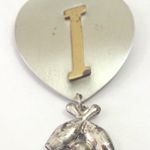 Vintage 50s Heart Bowling Pin Initial I Silver Photo 5