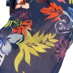 Est. 1946 NWT Tropical Floral Sheer Mesh Ruffle Pom Pom Sleeve Stretch Blouse Photo 1