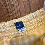 Old Navy yellow plaid gingham square neck linen mini dress small petite Photo 4