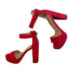 Dream Paris Dream Pairs heels woman’s red chunky fashion ankle strap platform shoe New Sz 7 Photo 0