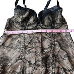 Cacique Women's Floral Lace Bustier Corset Bra Top Size 14/16 Black and Tan Photo 2