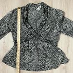 Loveriche Y2K Leopard Print Ruffle V Neck Bell Sleeve Blouse Women's Grunge Photo 5