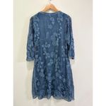 Soft Surroundings Starling Silk Floral Embroidered Midi Dress Sz PM Mallard Blue Photo 7