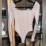 Amazon Qinsen bodysuit seamless mauve lilac blush square neck long sleeves thong skims Photo 1