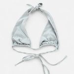 Khassani halter light blue ribbed knit bikini swim top xs Photo 1