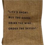 Wine woven Tote with Inspirational Quote holds 4 bottles shimmery jute bag Brown Photo 2