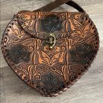 Brown boho western tooled floral leather crossbody bag made in Mexico Photo 1