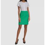 Karl Lagerfeld  Pencil Skirt Tweed Fringe Women’s Size 4 Green Stretch Designer Photo 1