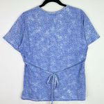Los Angeles Rose Blue Patterned Tie Back Scrub Top Shirt Size Small S Photo 1