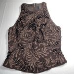 Carmen Marc Valvo  Sleeveless‎ Zip Back Embroidered Brown Tank Top 2 Photo 0