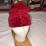 Simply Noelle  Womens Knit Cap Red Chenille Shoe Lace Detail Warm BRAND NEW Photo 5