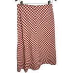 ZARA Gingham Check Midi Skirt Red White Small Photo 1