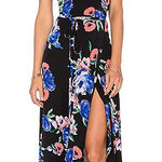 Yumi Kim  Women Black‎ Floral Rush Hour Wrap Maxi Dress Size Medium Photo 0