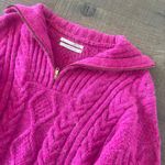 Anthropologie payton bright hot pink chunky half zip knit sweater Photo 3