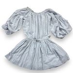 Mustard Seed NWT  Open Shoulder sage Waist Tie mini Dress, peasant sleeve, sz S Photo 3