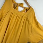 Free People  It’s Necessary Golden Yellow Tunic Top Dress Sz Large Crochet Lace Photo 6