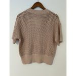 Varley  Callie Knit Boxy Split V-Neck Short Sleeve Top Open Knit Moonlight Tan M Photo 10