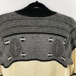 Vintage 80s Billie Jo Cardigan Sweater Cream Black Bell Sleeve Womens Medium Photo 4