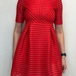 Ubranded Womens Cocktail Dress Bright Red S SM Small Lace Box Pleat Bubble Skirt Photo 0