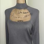 Ashley Stewart  Gray Turtleneck Sweater with Front Square Cut-Out Photo 2