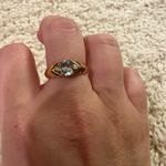 Vintage New Avon Gold Tone Faux Blue Topaz Ring 8 Photo 3