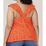 LC Lauren Conrad Lauren Conrad Flocked Ruffle Sleeveless Tank Top 3X Women's Shirt Spanish Coral Photo 1