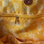 UNBRANDED STRAW PURSE WITH YELLOW PINEAPPLE CLOTH LINING OFF WHITE STRAPS Tan Photo 6