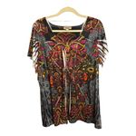 One World  Blouse Women's Size 2X Pleated Bedazzled Artsy‎ Paisley Photo 1
