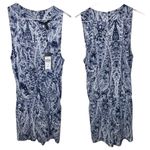 BCBGMAXAZRIA  Blue White Print Thalia Chiffon Summer Draped Romper Photo 4