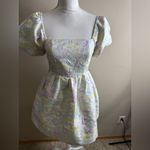 TCEC  Pastel Floral Puff Sleeve mini dress jacquard size small Photo 1