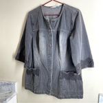Jeanology Grey Denim Crochet Jacket size 16 Gray Photo 8