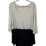 Woman Within Colorblock Tunic Top Size 38/40 Neutral Flowy Soft Stretch Nautical Photo 0