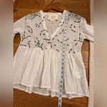 Anthropologie Amit Aggarwal  Ramona Embroidered White Babydoll Top SIZE XSMALL Photo 12