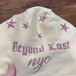 Beyond Lost NYC yellow Zip up hoodie pink metallic embroidered stars size XL Blue Photo 6