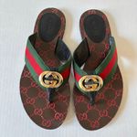 Gucci  Kika Interlocking GG Web Stripe Flat Thong Sandals Red Green Size EU 38 Photo 11