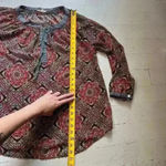 Mystree  Mulitcolored Patterned 3/4 Sleeve Boho Western Blouse Women’s Size Small Photo 4