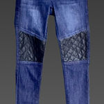 BCBGeneration Blue Jeans w/ Black Quilted Leather Accents Sz 24 Photo 0