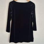 Soma Black Velvet Tunic Top Gold Metallic Print Stretchy Fall Goth 3/4 Sleeve Photo 4