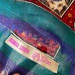 Amanda Smith Vintage  Paisley Wool Scarf Teal Blue Fringe Square Print 31x32 Photo 4