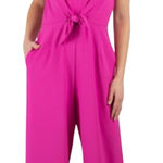 Julia Jordan  Fuchsia Pink V Neck Tie Waist Jumpsuit NEW Photo 0