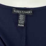 Eileen Fisher  Petite Medium Navy Jersey Dress V Neck 3/4 Sleeve Asymmetrical Hem Photo 4