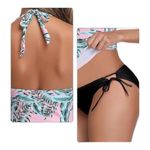 Maternity Pregnancy Halter Tankini Set Floral Swimsuit Size Small NWT #1150 Black Photo 2