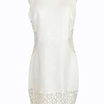 Sangria  White Dress Sheath Sleeveless Laser Floral Cutouts Scoop Neck Midi 8 EUC Photo 0