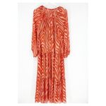 Mango NWT  Lidia Printed Maxi Dress 6 Orange Photo 2