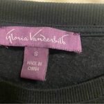 Gloria Vanderbilt Womens Black Sweatshirt S Small Lace Shoulder Sleeve Accent Photo 2