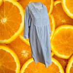 Miss Elaine Seersucker Lounger Embroidered Flowers Zip Front House Dress L Blue Size L Photo 5