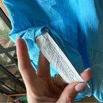 ZARA Tiered Poplin Mini Dress neon Electric Blue turquoise short puff sleeves Photo 5