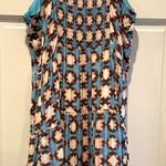 Loft  Sunwashed Floral Smocked Back Dress Blue Brown Peach Ladies Size 6 Photo 3