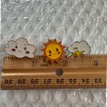 3 Weather Pins Set, Cloud Pins, Sun Pin, Cartoon Enamel Pin Jacket Lapel‎ Pin Yellow Photo 1
